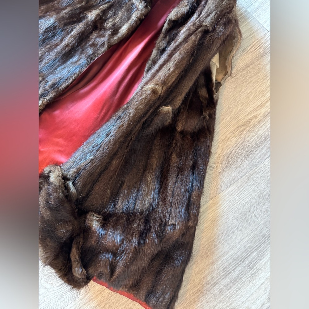 VINTAGE Dark Brown Mink Fur Coat FROM The 1950's - DAMAGED For Repurpose/Repair - Picture 10 of 15